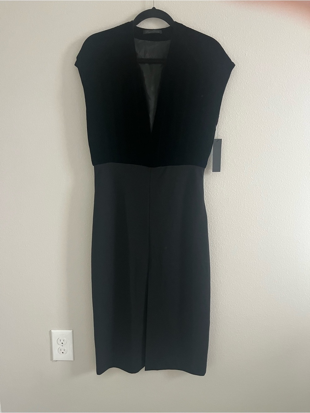 NWT Kenneth Cole New York Black Velvet Midi Sheath Dress (no size tag)